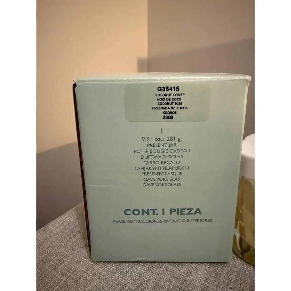 PartyLite Present Jar Candle w/ Lid & Box | Coconut Cove | Burned - Picture 6 of 7